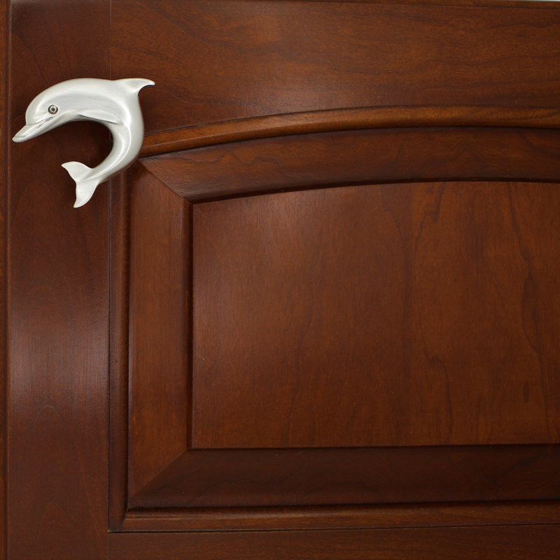 1.9" Dolphin Left Facing Small Knob, Brushed Nickel, 1.9" L x 1.7" W, 2