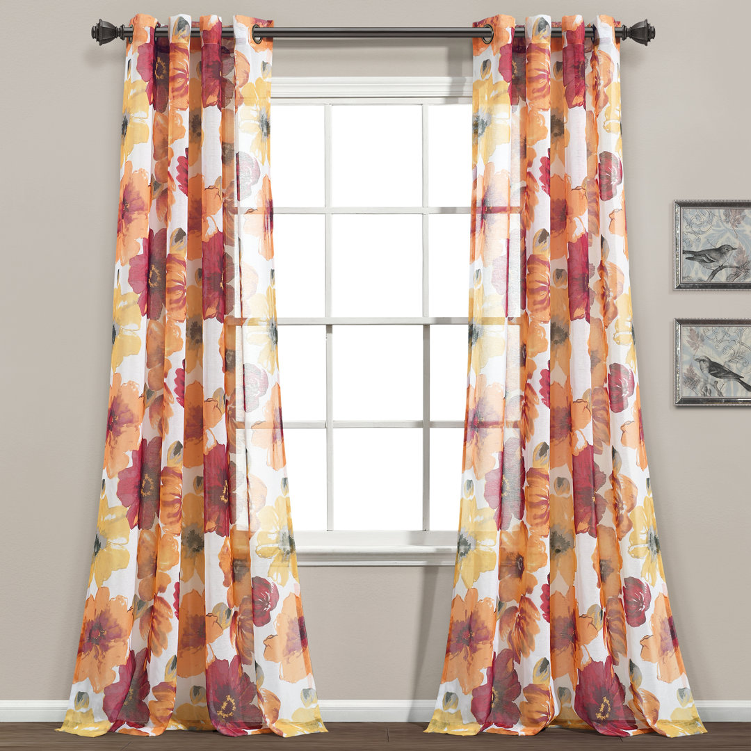 Leah Polyester Sheer Curtain Pair (Set of 2) Lush Decor Curtain