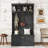 Multifunctional Hall Tree With Storage Shoe Bench And Coat Racks, 4-In-1 Design For Entryway And Hallway, Black-1367003035