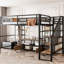 Lit mezzanine en métal avec escalier, table basse et tablettes, noir - tablettes de rangement pratiques et polyvalentes