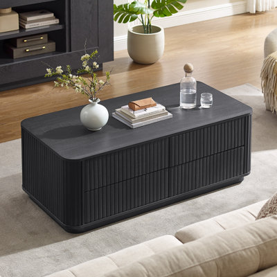 Table basse cannelée de 52 po avec 4 tiroirs