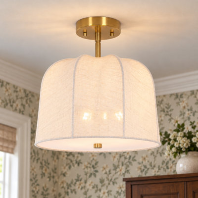 2-Light Fabric Semi-Flush Mount