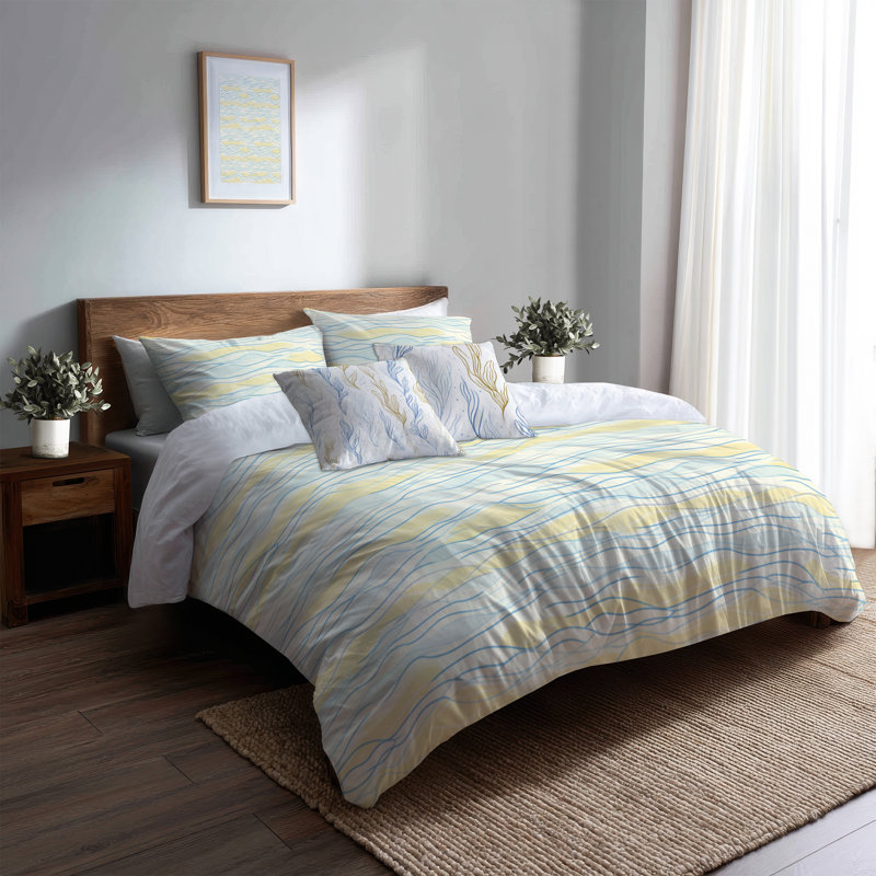 Ensemble de literie et coussin décoratif abstrait 6 pièces, Queen Comforter + 5 Additional Pieces