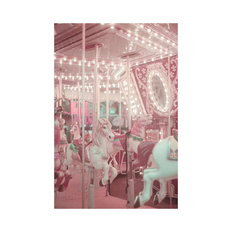 Pastel Pink Carousel - Wrapped Canvas Print, 20.32 cm H x 30.48 cm W