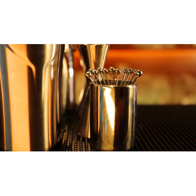  4.3" Metal Cocktail Picks 12Pack+Holder Kit,Premium 304 Stainless Steel Reusable Appetizer Skewers Set For Sandwiches, Bbq Snacks, Cocktails-Ball Silvery