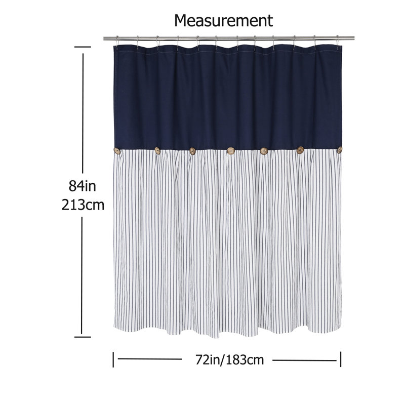 Rideau de douche Daeb, H 78 po x l 72 po, Bleu marine / beige / rayures bleu marine