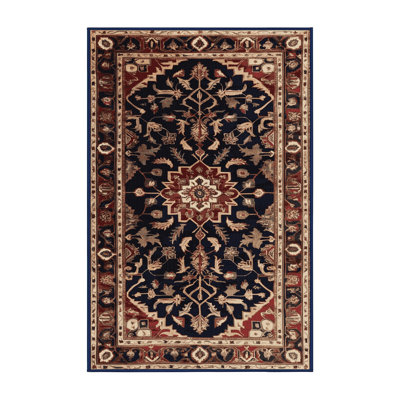 Tapis persan noir lavable à la machine