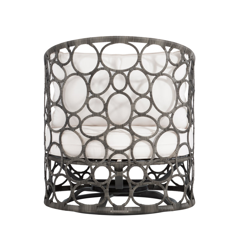 Bali Swivel Patio Chair with Cushions, White Vinyl 6503-000, Dove Gray