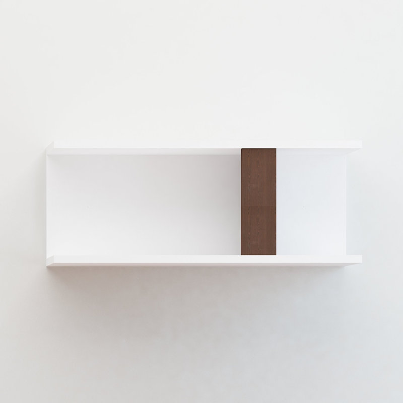 Tablette décorative 2 pièces avec tablettes réglables Abdellah, Blanc / wengé