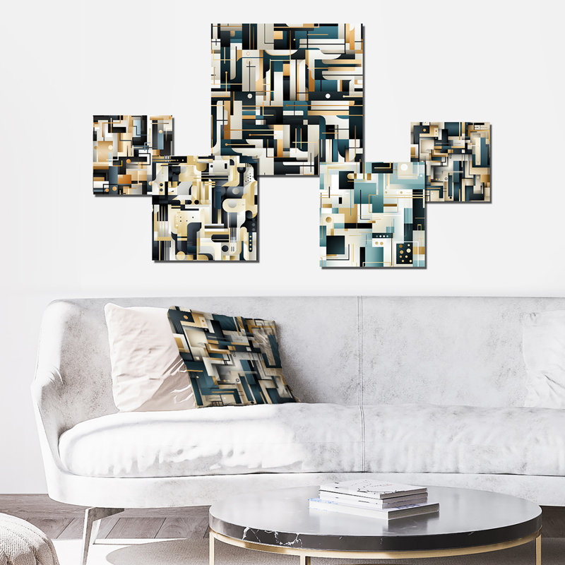 Metropolitan Neutral Geometric - Geometric Wall Art Set Of 5