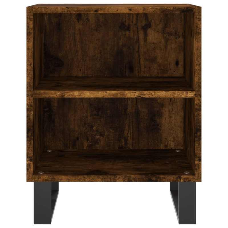 Mariacecilia 40 cm W Iron Bedside Table, Smoked Oak, Individual