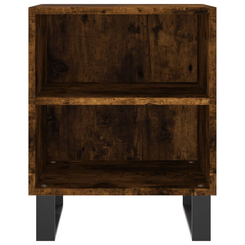 Mariacecilia 40cm W Iron Bedside Table, Smoked Oak, Individual