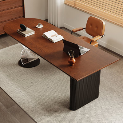 Bureau rectangulaire en bois massif noyer