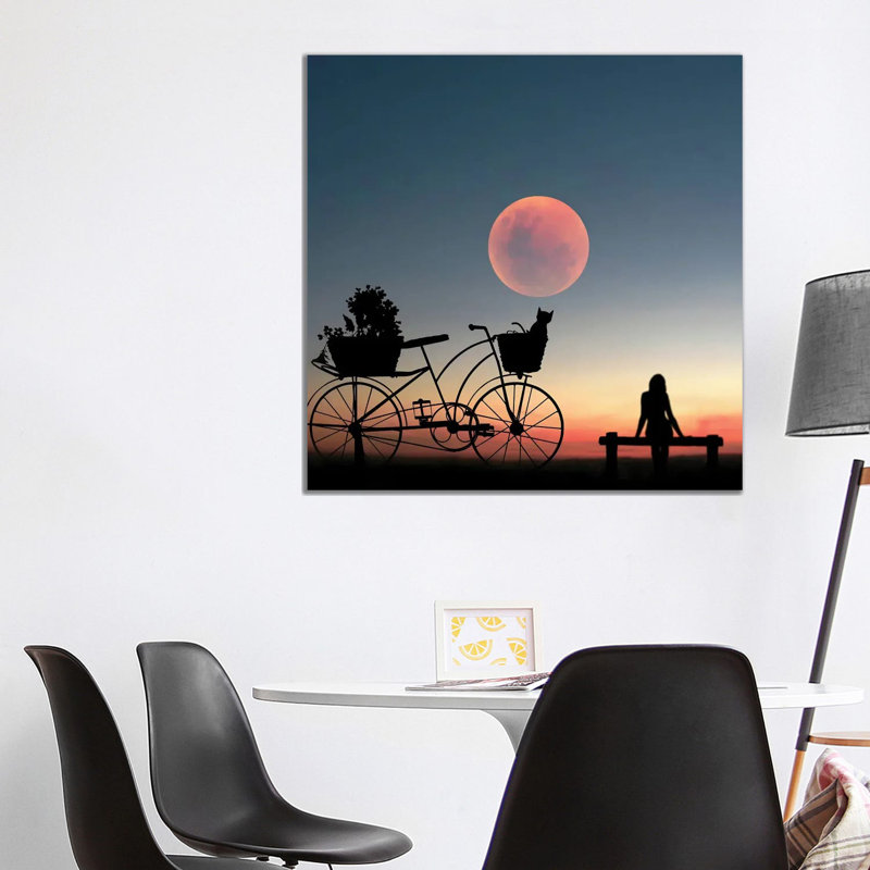 Girl On A Bicycle by Abdullah Evindar - Wrapped Canvas Print, 93.98 cm H x 93.98 cm W x 1.91 cm D