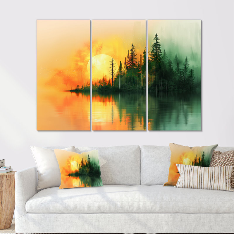 Ensemble de décorations murales vert et jaune, Métal métal, H 28 po x l 36 po x P 1 po