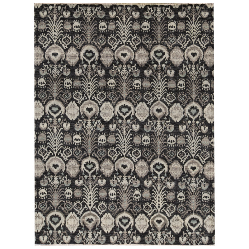 Hand Woven Wool Ikat Area Rug