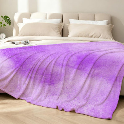 Clear Ultra Soft Flannel Fleece Throw Blanket,Colorful Lilac Lavender Single-Sided Print