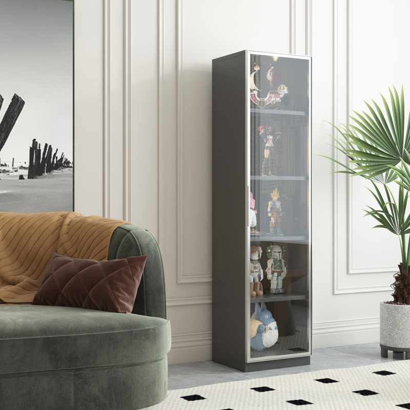 Armoire de rangement en métal à une seule porte en verre pour le rangement de cadres photo, de modèles et de meubles