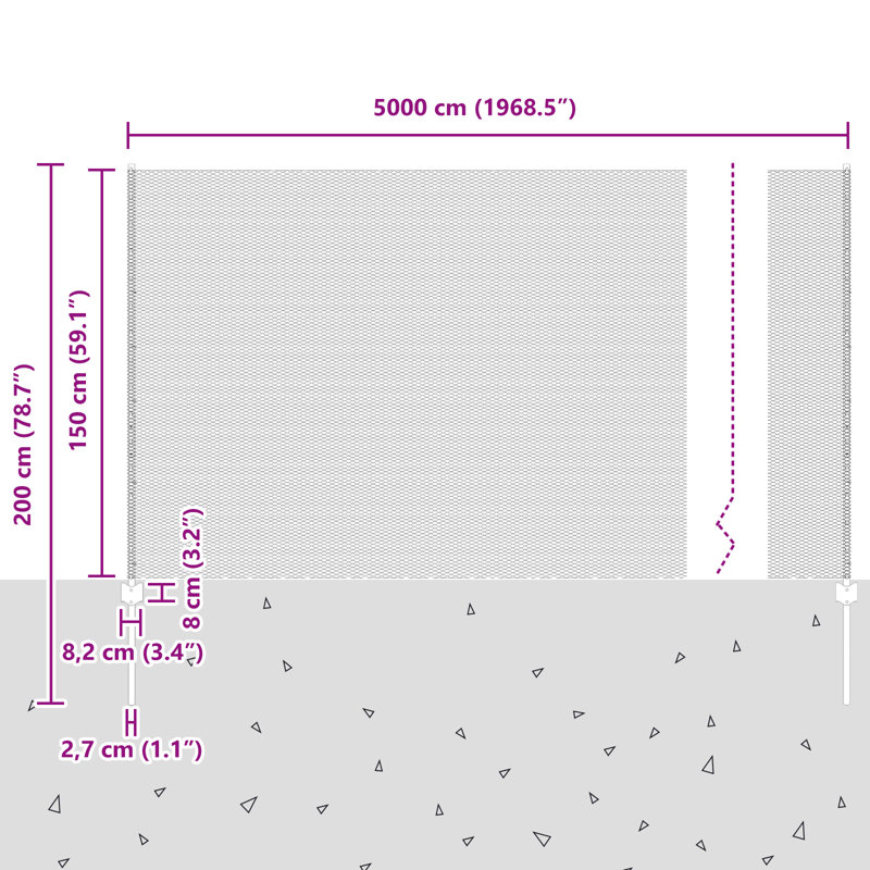 Fence with Post Segment Outdoor Barrier Garden Terrace Divider Boundary, 150cm H x 5000cm W
