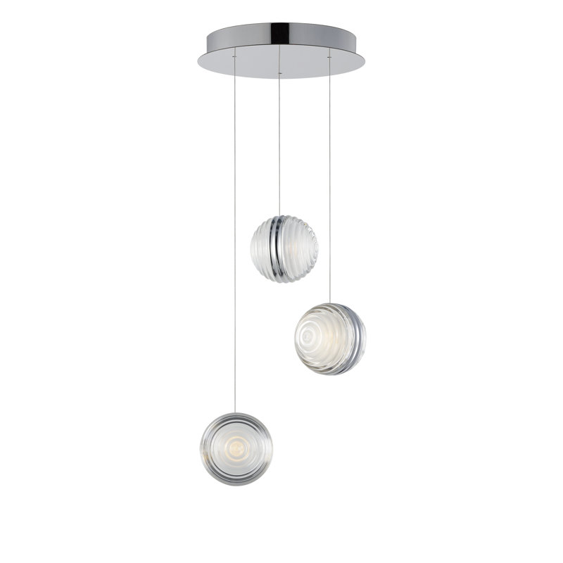 Luminaire suspendu grappe en chrome poli à 3 lumières Aliese