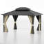 12 pi. L 10 pi. D Pavillon de jardin d'extérieur en aluminium avec cadre en aluminium, filet et rideaux-129770728-129770730