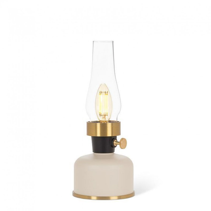 Petite lampe en forme de lanterne ivoire avec conduit, Ivoire ivoire, 9" H x 3" W x 3" D