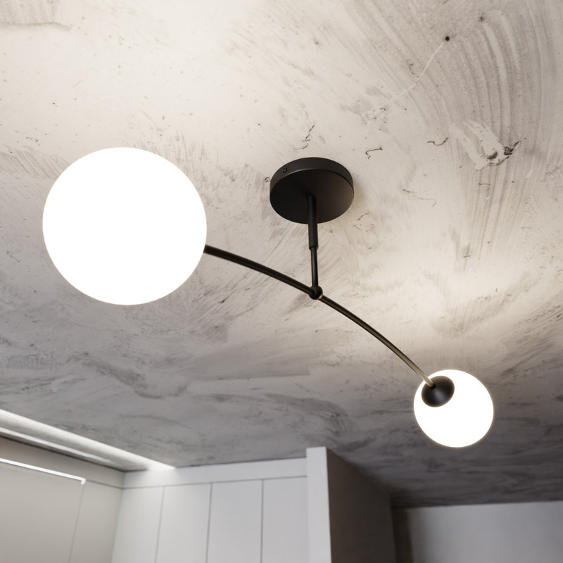 Pamplona Glass Semi Flush Mount, Black