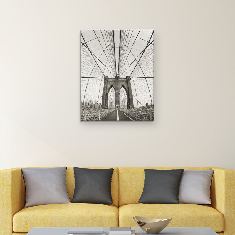 « rétro brooklyn bridge », reproduction d’impression sur toile tendue, H 28 po x l 22 po x P 1,5 po