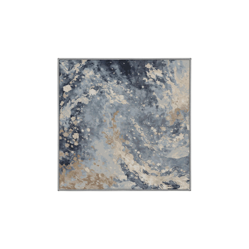 Machine Washable Gray Area Rug, Square 4'
