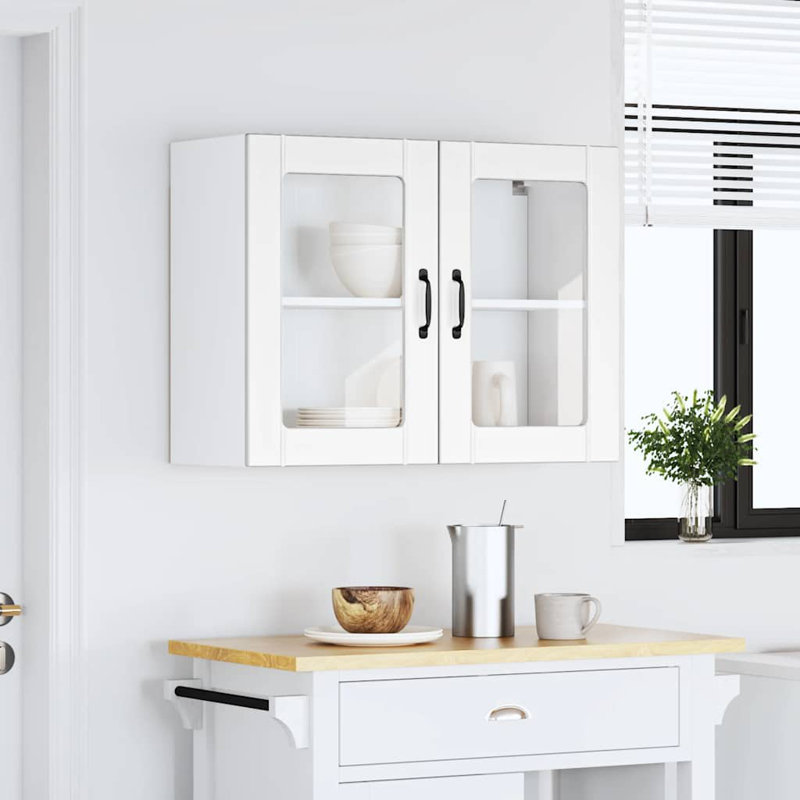 Kitchen Wall Cabinet With Glass Door Lucca Engineered Wood, White, 60cm H x 80cm W x 31cm D