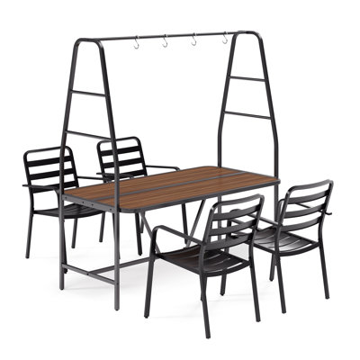  4 Person Triangular Frame Outdoor Dining Table Set 