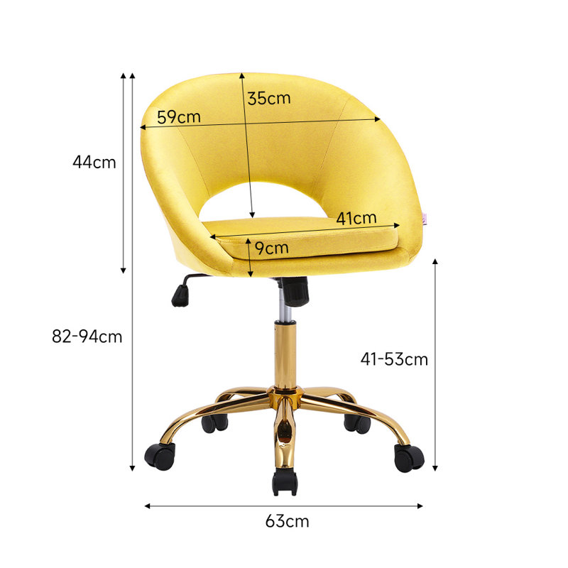 Velvet Office Chair, Yellow