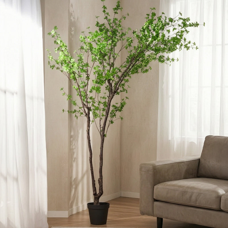 Arbre artificiel à feuilles en disque de 118 pouces, pré-pot, fausse plante, structure en fer flexible, facile d'entretien