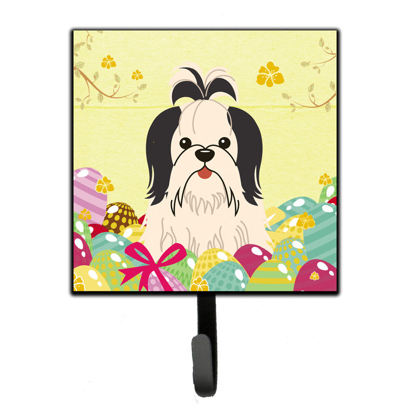Organisateur de clés murales saint bernard avec crochets de pâques Mcelyea, Jaune / blé / gris, Shih Tzu