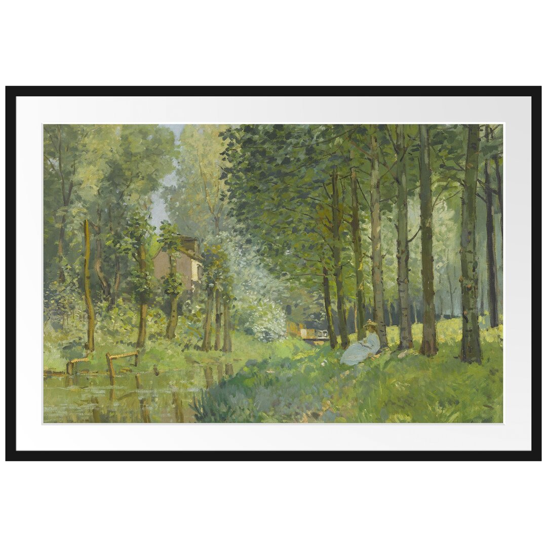 Gerahmter Kunstdruck Rest Along the Sream Edge of the Wood von Alfred Sisley