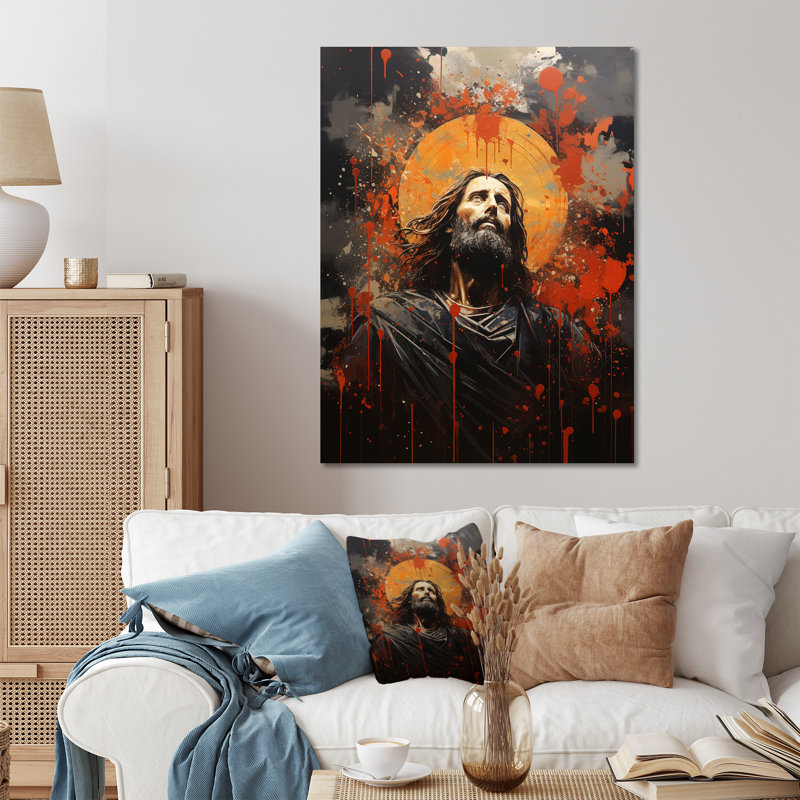 Christianisme, Jesus Rosegold Circles - Christianisme, art mural en métal, H 20 po x l 12 po x P 1 po