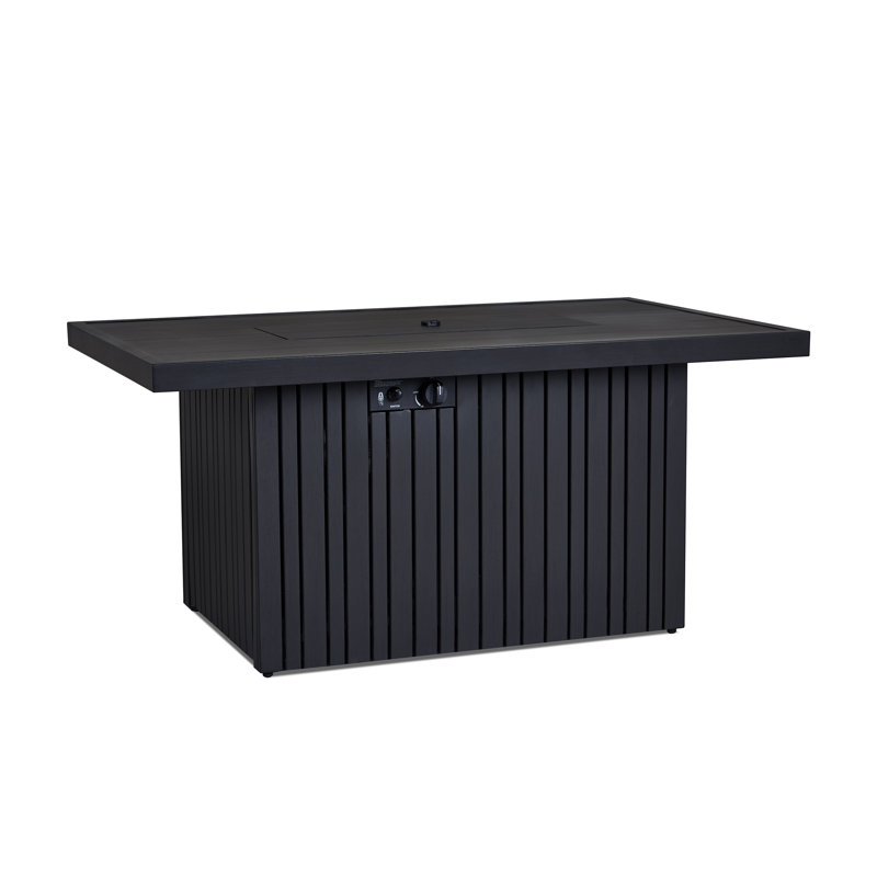 Calvin 52" Rectangle Metal Propane Fire Pit Table With Hidden Tank in Black Coral by Real Flame