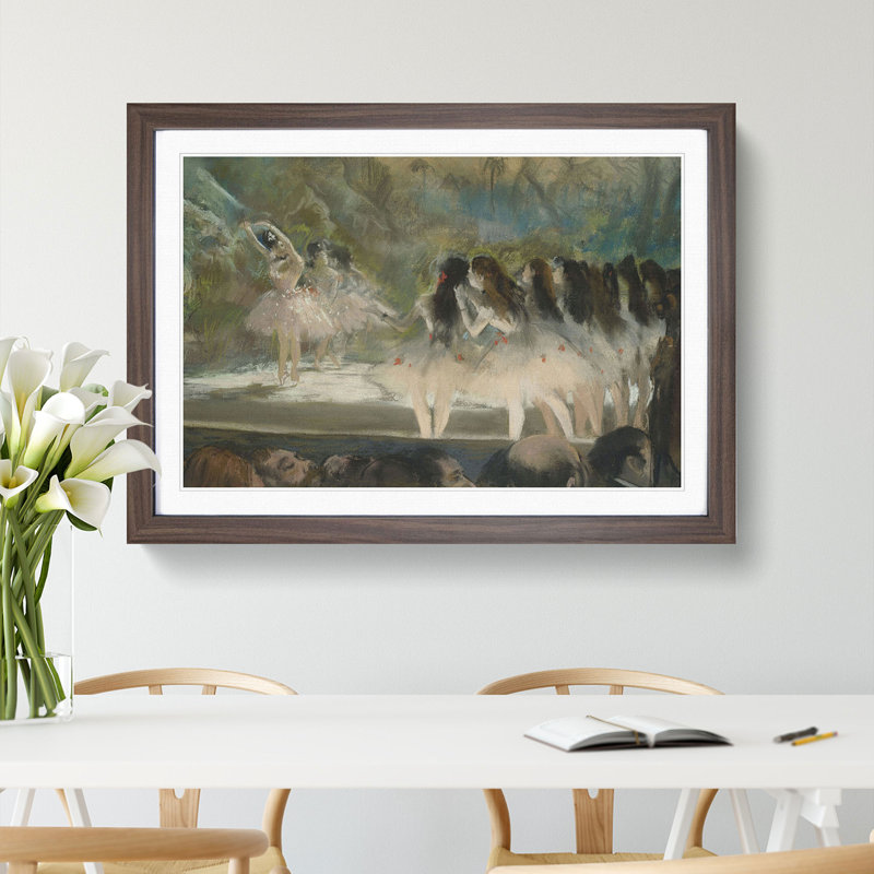 Ballet at the Paris Opera by Edgar Degas - Picture Frame Painting on MDF, 36cm H x 48cm W x 2cm D, Walnut Framed