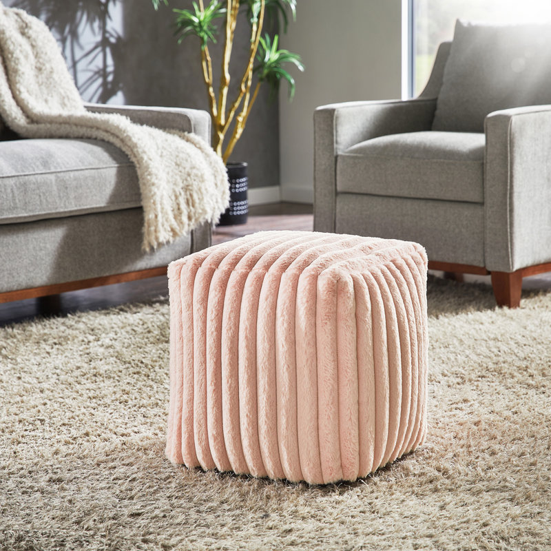Repose-pieds Doniphan, Pink Solid Furry Fabric