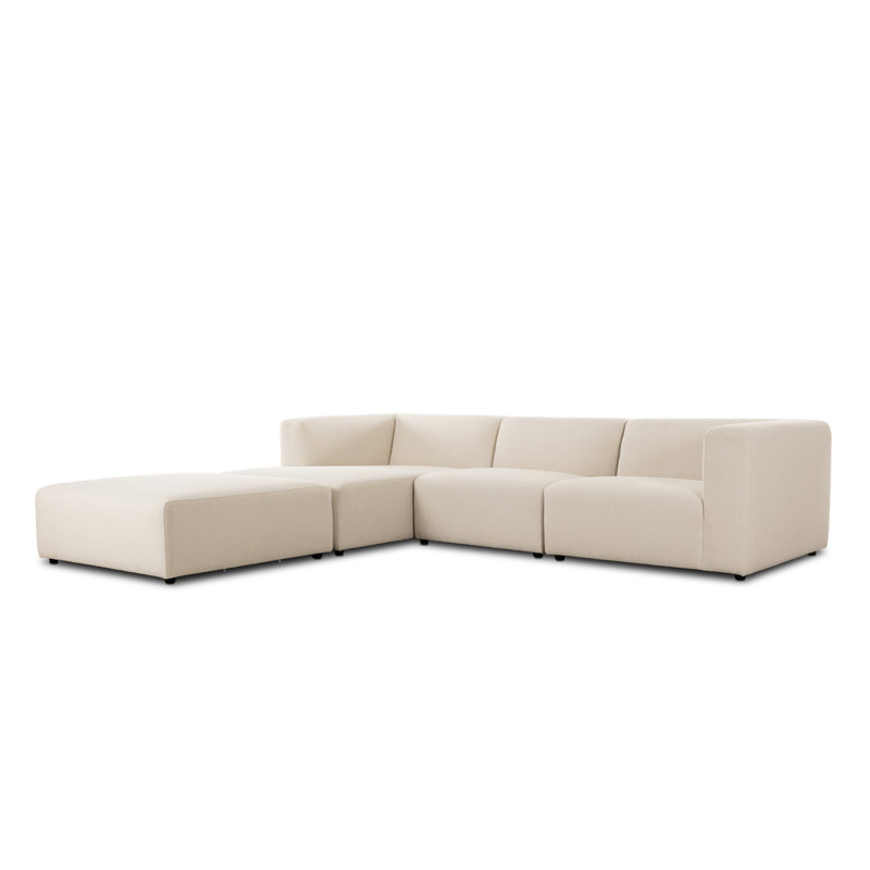Lawndale 3PC LAF Sectional W/ Ottoman-Saxon Charcoal, Left Hand Facing, Fayette Cloud Polyester Blend