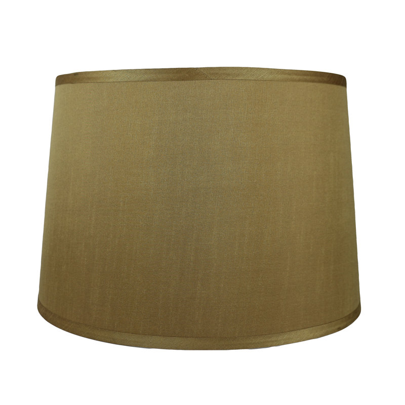 Abat-jour tambour en soie / shantung (araignée), Doré, H 8,5 po x l 12 po P 12 po