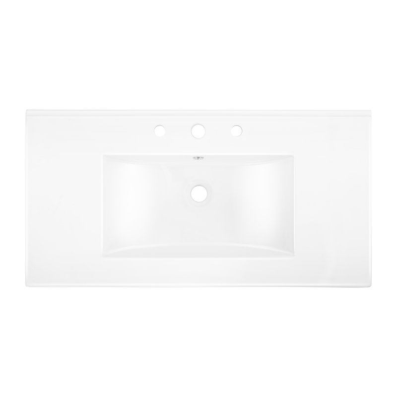 White 36" Ceramic Rectangular Single Sink Vanity Top