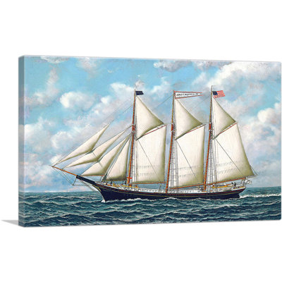 «The Three-Masted American Schooner» par Antonio Jacobsen, reproduction sur toile tendue