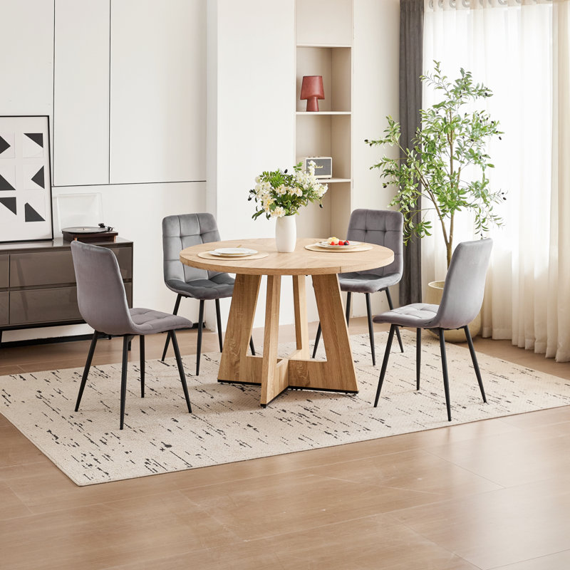 Ensemble de table de salle à manger 5 pièces 47 po pour 4 personnes, Jaune, Gris, Jaune