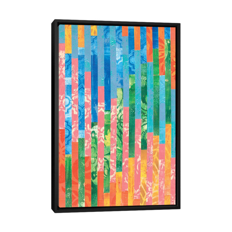 « quilted monoprints vi », impression sur toile, H 26 po x l 18 po x P 1,5 po, Toile encadrée noire, Pas de tapis