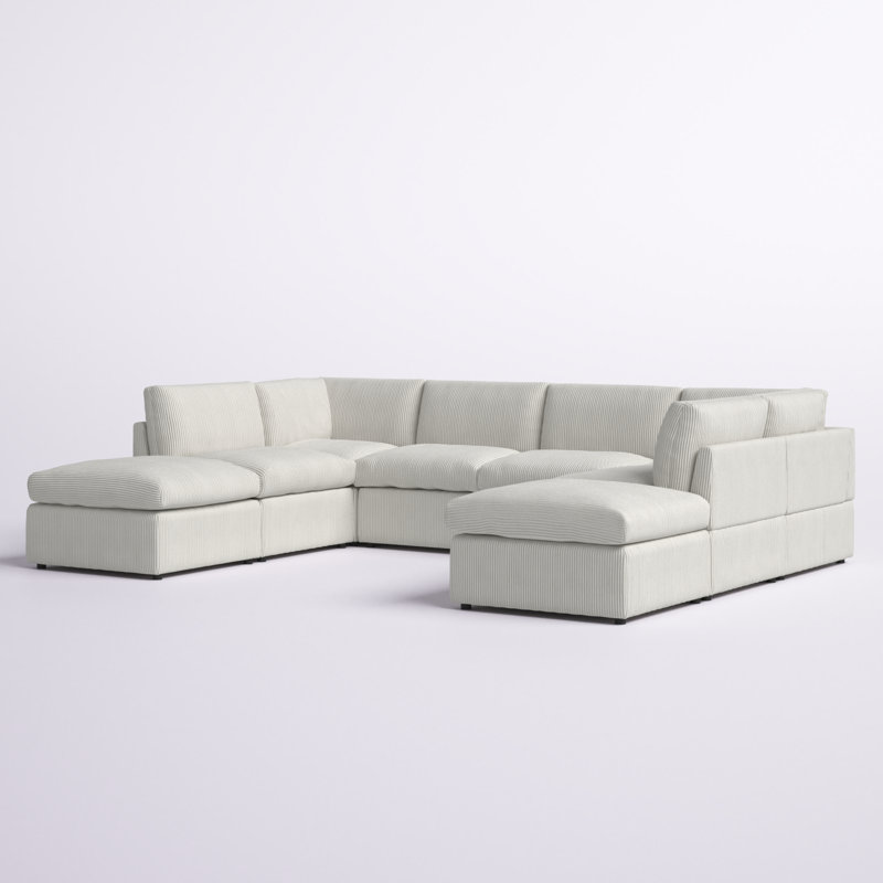 Arvill Corduroy U-Shaped Sectional, Beige