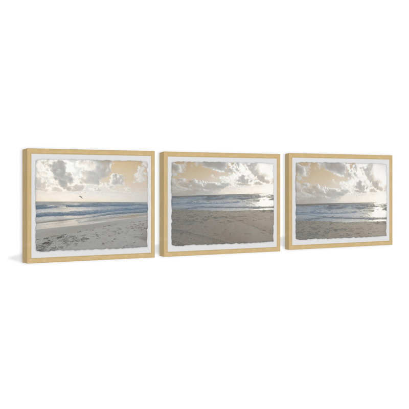 Serene Sea Triptych - ensemble de 3 reproductions de photos encadrées, H 8 po x l 12 po x P 1,5 po