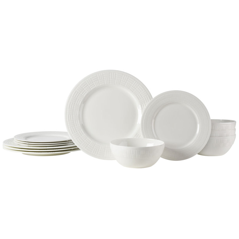 Mikasa Ashlyn 12-Piece Lightweight Chip-Resistant Bone China Dinnerware Set, Service for 4