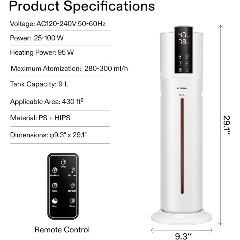 2.3 gal. Cool and Warm Mist Ultrasonic Humidifier