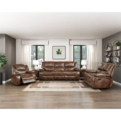 Ensemble de canapés inclinables en cuir brun Ensemble de canapé-lit 3 pièces Luxury Comfort